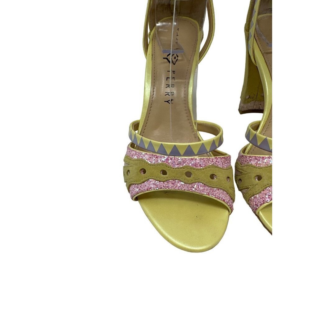 KATY PERRY The Kai Ankle Strap Green Yellow Pink High Heel Sandal Womens Size 6. - Picture 2 of 11